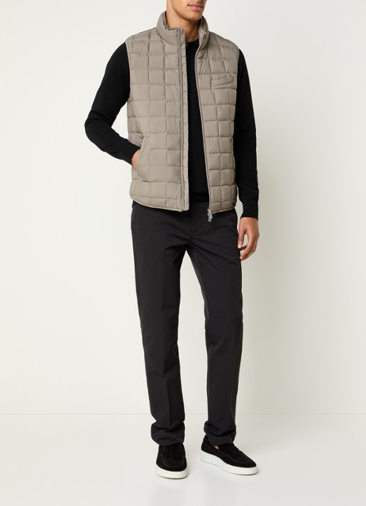 Boggi Milano Gewatteerde bodywarmer met donsvulling en waterafstotende coating - voorkant 3 taupe