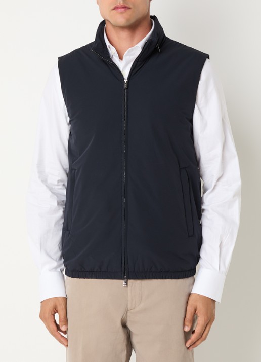 Boggi Milano Gewatteerde bodywarmer van wol met ritszakken