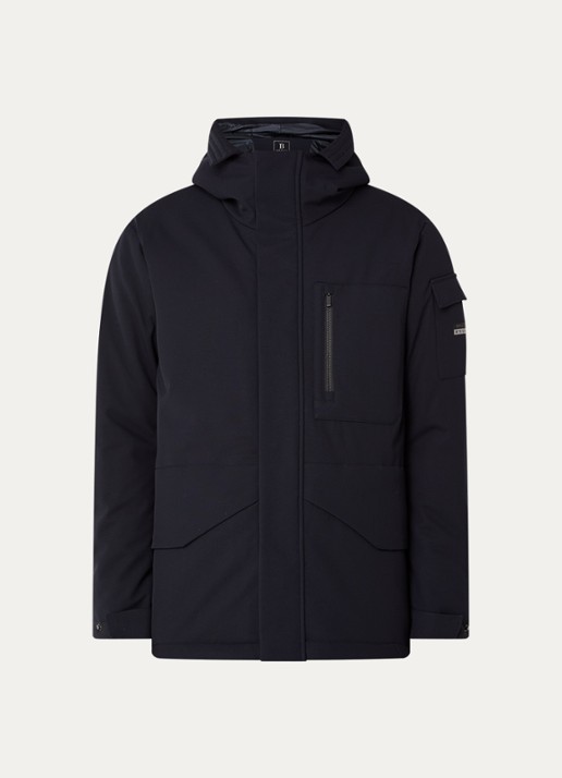Boggi Milano Gewatteerde parka met capuchon - voorkant 2 donkerblauw