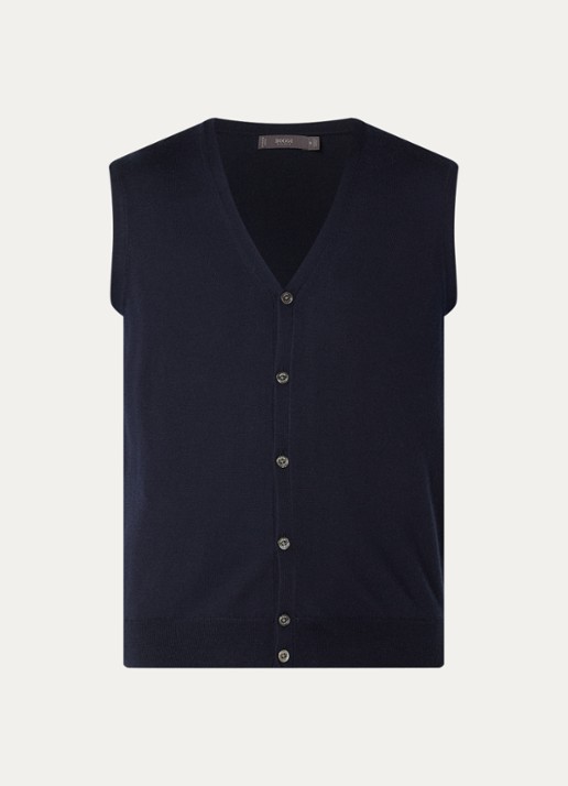 Boggi Milano Gilet van wol met V-hals - voorkant 2 donkerblauw