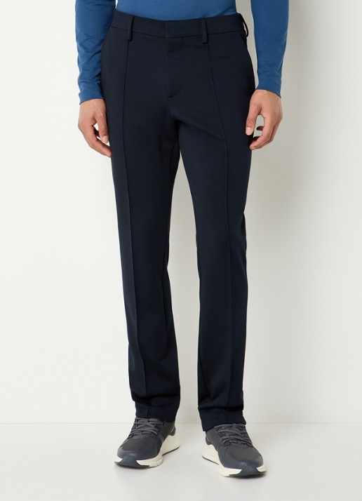 Boggi Milano High waist slim fit pantalon met steekzakken - detail 4 donkerblauw