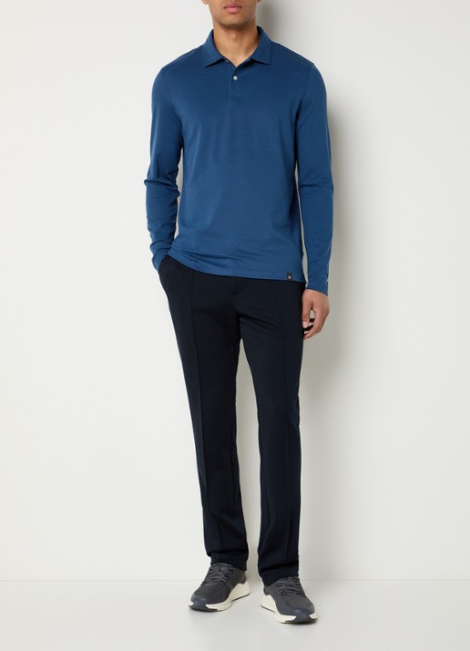 Boggi Milano High waist slim fit pantalon met steekzakken - voorkant 2 donkerblauw