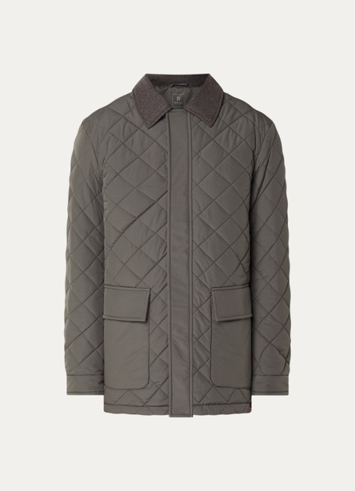 Boggi Milano Jack in wolblend met quilt patroon - voorkant 2 grijs
