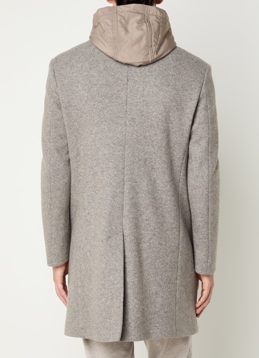 Boggi Milano Mantel in wolblend met uitneembare voering - achterkant taupe