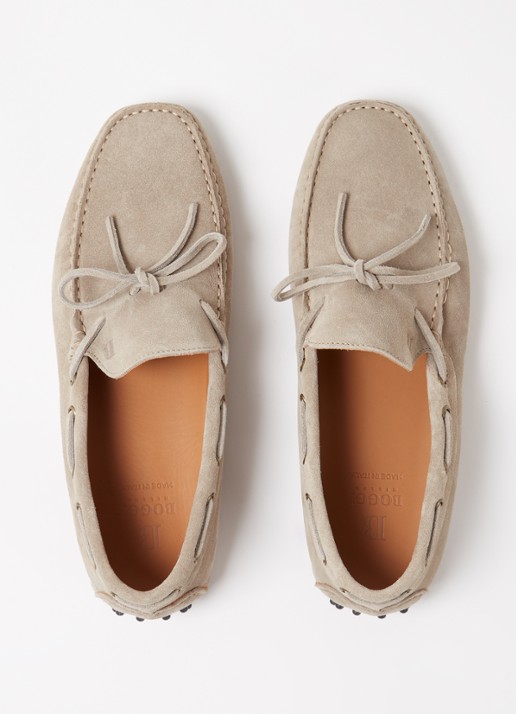 Boggi Milano Mocassin van suède - detail 2 zand