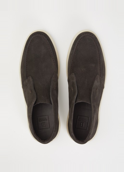 Boggi Milano Polacchino Cirrus slip-on van suède - detail 4 donkerbruin