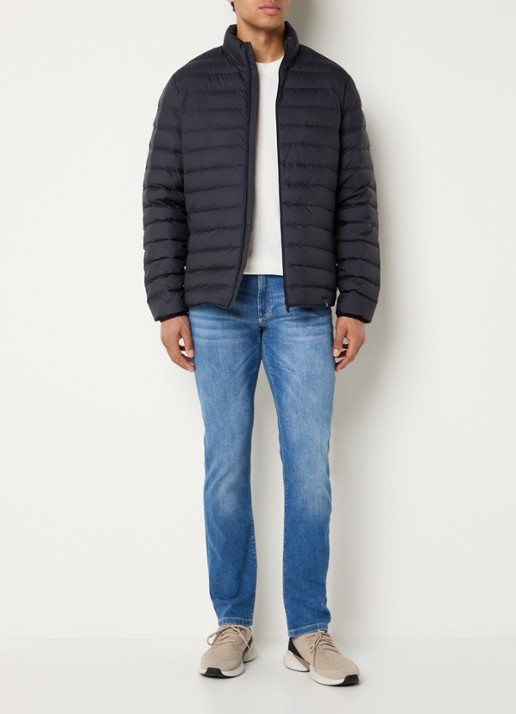 Boggi Milano Puffer jack met donsvulling en ritszakken - voorkant 4 donkerblauw