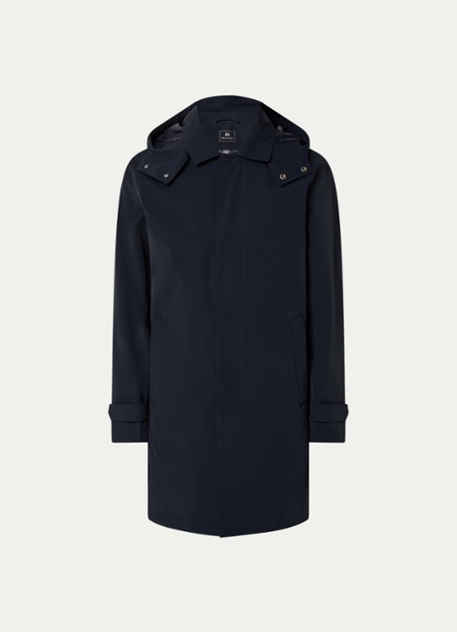 Boggi Milano Regenjack met capuchon - voorkant 2 donkerblauw