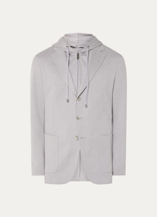 Boggi Milano Regular fit colbert in linnenblend met uitneembare voering - voorkant lichtgrijs