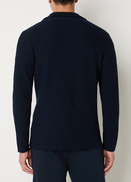 Boggi Milano Regular fit colbert met opgestikte zakken - achterkant 4 donkerblauw