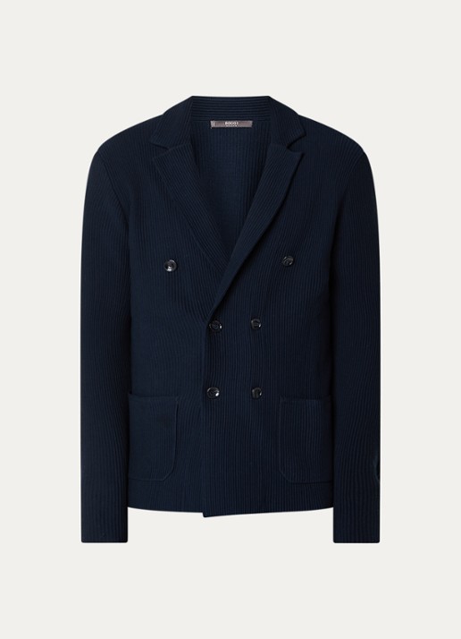 Boggi Milano Regular fit colbert met opgestikte zakken - voorkant donkerblauw