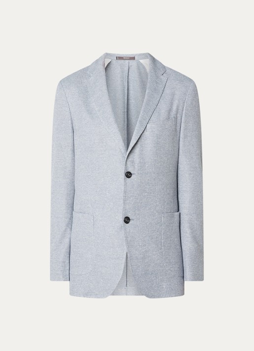 Boggi Milano Regular fit colbert met opgestikte zakken - voorkant blauwgrijs