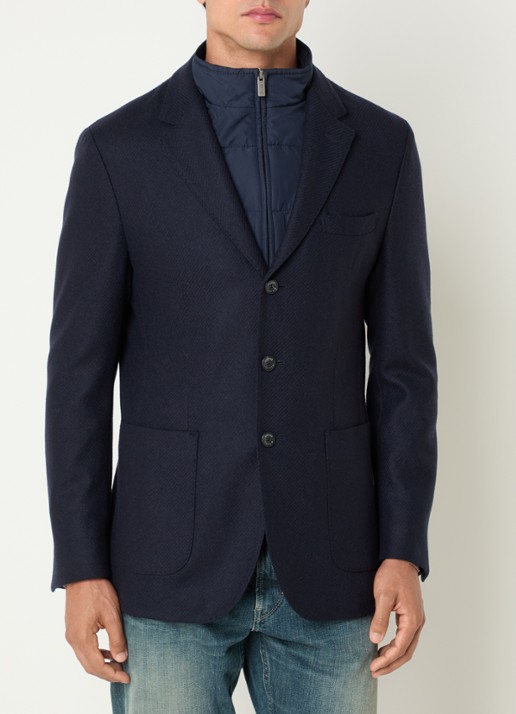 Boggi Milano Regular fit colbert met uitneembare voering - detail donkerblauw