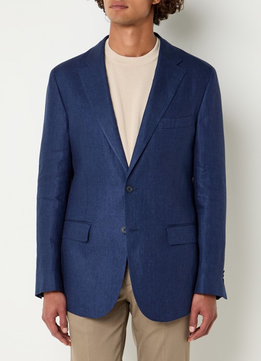 Boggi Milano Regular fit colbert van linnen met klepzakken