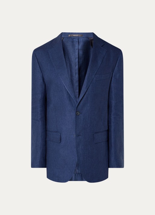 Boggi Milano Regular fit colbert van linnen met klepzakken - voorkant donkerblauw