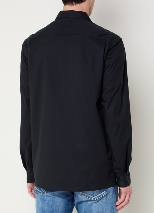 Boggi Milano Regular fit overhemd met borstzakken - achterkant donkerblauw