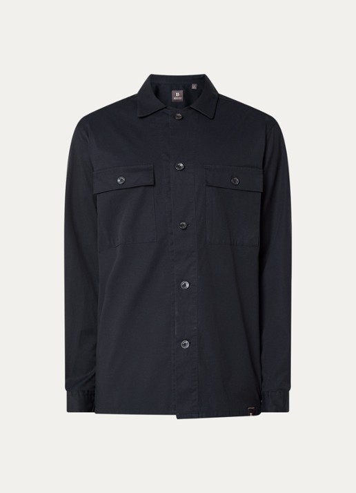 Boggi Milano Regular fit overhemd met borstzakken - voorkant 3 donkerblauw