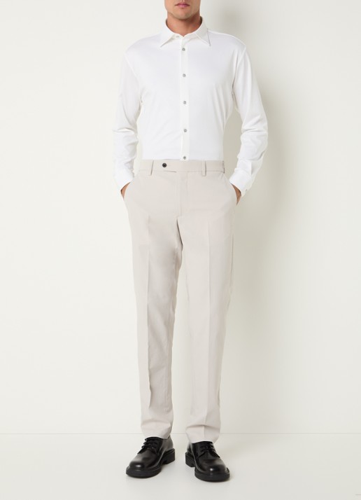 Boggi Milano Regular fit overhemd met kent kraag in zijdeblend - voorkant 2 wit