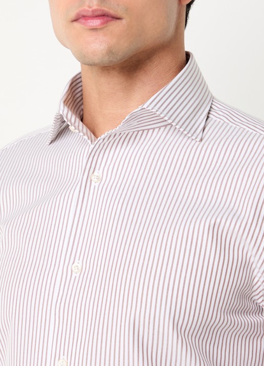 Boggi Milano Regular fit overhemd met streepprint - detail 2 bruin