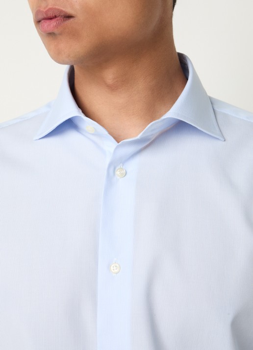 Boggi Milano Regular fit overhemd met streepprint - detail 5 lichtblauw
