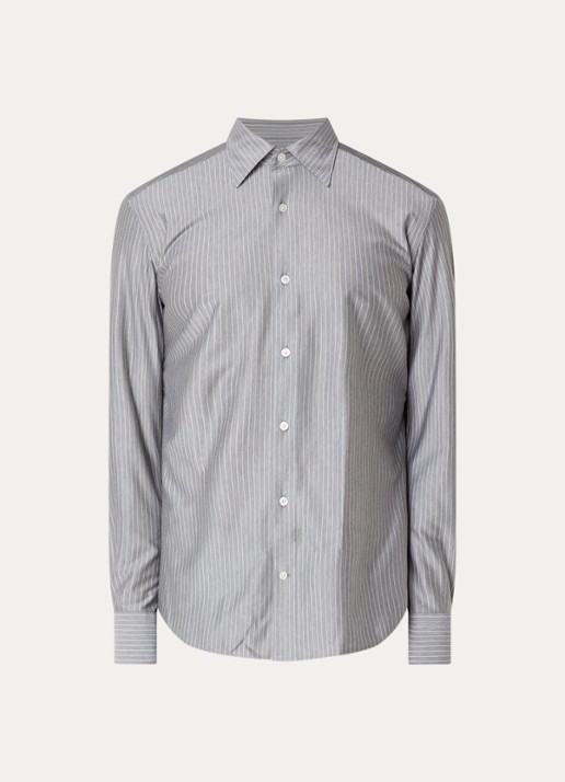 Boggi Milano Regular fit overhemd met streepprint - voorkant donkerblauw