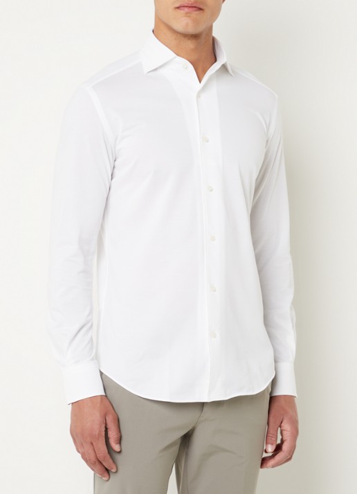 Boggi Milano Regular fit overhemd met stretch  - detail 4 wit