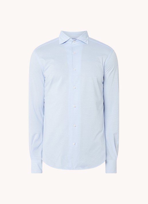 Boggi Milano Regular fit overhemd met stretch  - voorkant lichtblauw
