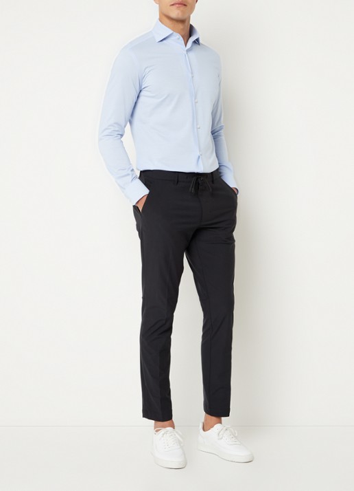 Boggi Milano Regular fit overhemd met stretch  - voorkant 2 lichtblauw