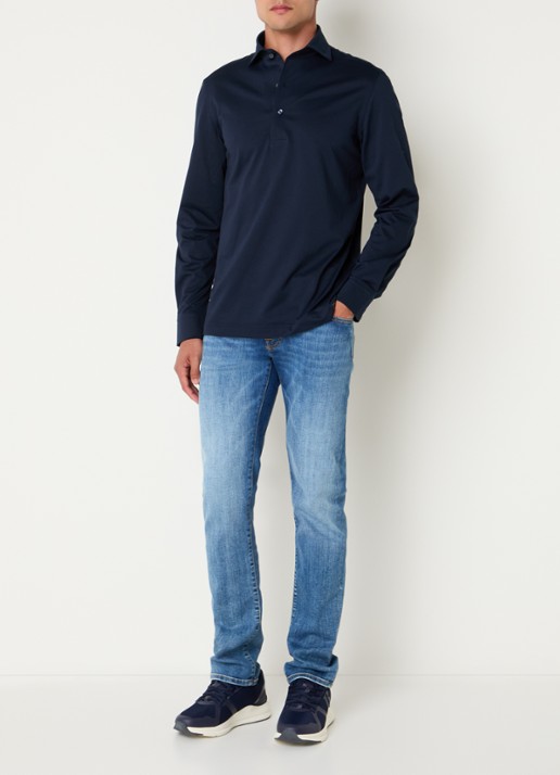 Boggi Milano Regular fit overhemd met stretch - voorkant 5 donkerblauw