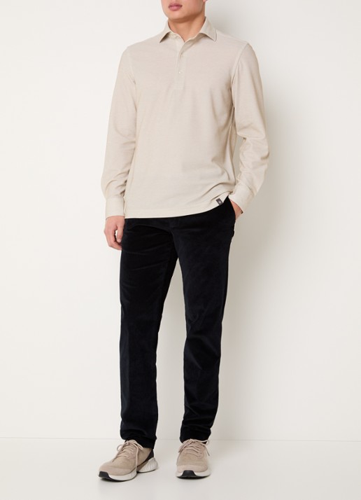 Boggi Milano Regular fit overhemd met stretch - voorkant 2 beige