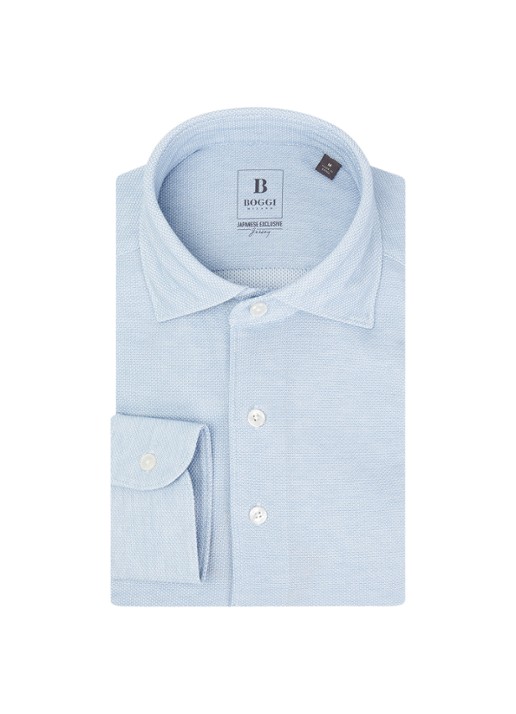 Boggi Milano Regular fit overhemd met stretch - voorkant 2 lichtblauw