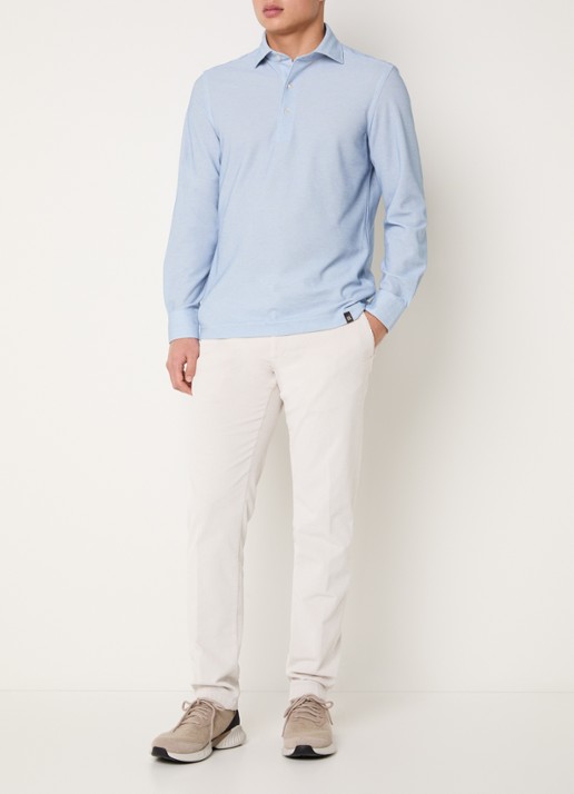 Boggi Milano Regular fit overhemd met stretch - voorkant 3 lichtblauw
