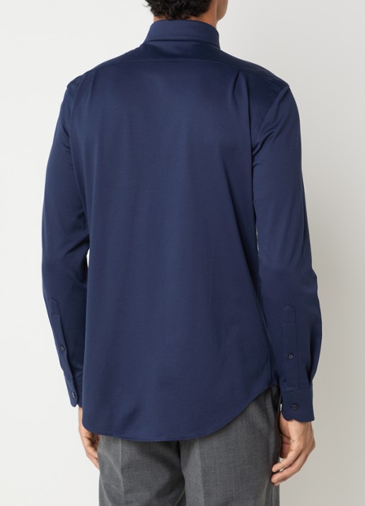 Boggi Milano Regular fit overhemd met stretch - achterkant 4 donkerblauw