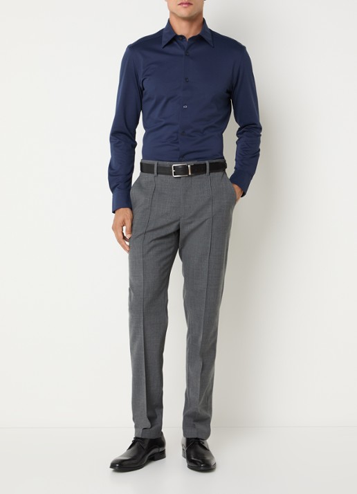 Boggi Milano Regular fit overhemd met stretch - voorkant 2 donkerblauw