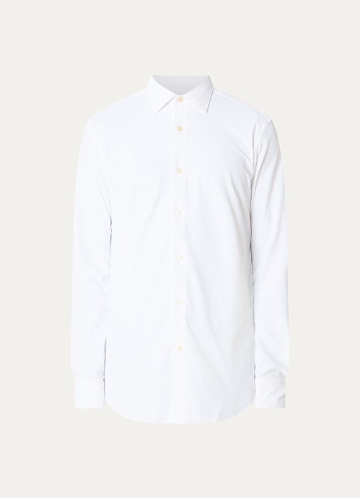 Boggi Milano Regular fit overhemd met stretch - voorkant wit