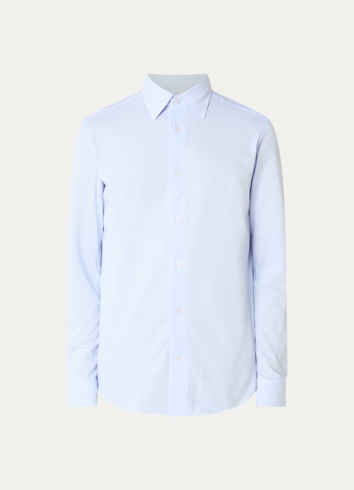 Boggi Milano Regular fit overhemd met stretch - voorkant lichtblauw
