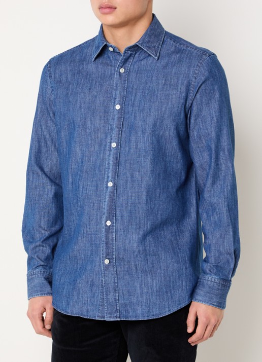 Boggi Milano Regular fit overhemd van denim