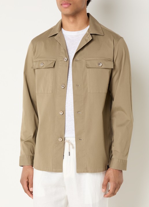Boggi Milano Regular fit overshirt van linnen met borstzakken