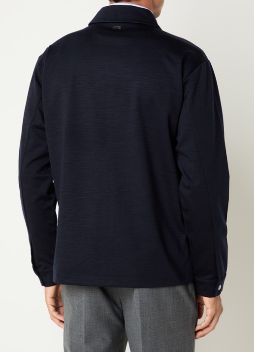 Boggi Milano Regular fit overshirt van wol - achterkant 4 donkerblauw