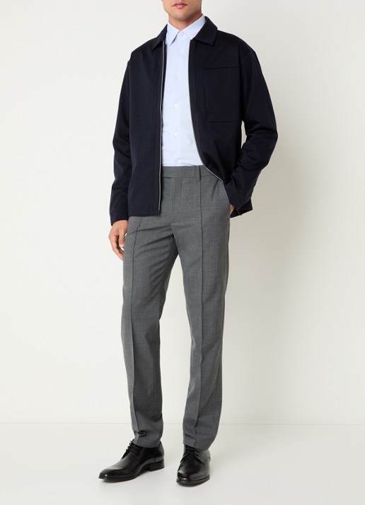 Boggi Milano Regular fit overshirt van wol - voorkant 2 donkerblauw