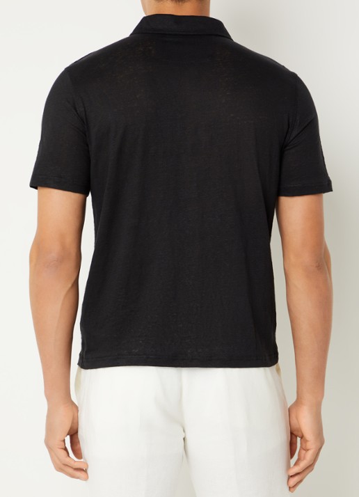 Boggi Milano Regular fit polo in linnenblend - achterkant zwart
