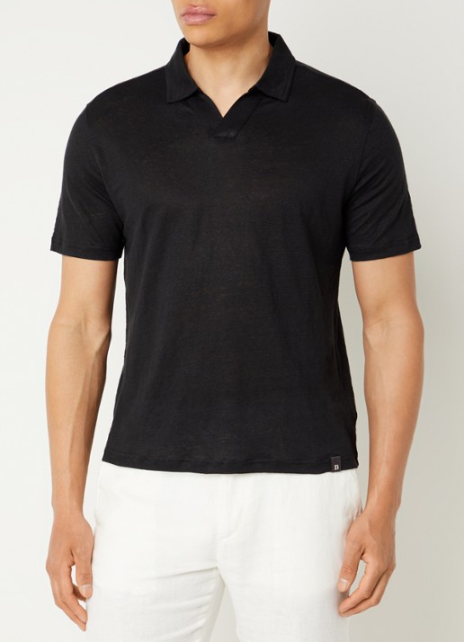 Boggi Milano Regular fit polo in linnenblend