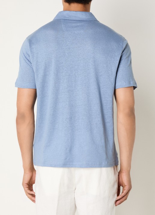 Boggi Milano Regular fit polo in linnenblend - achterkant blauwgrijs