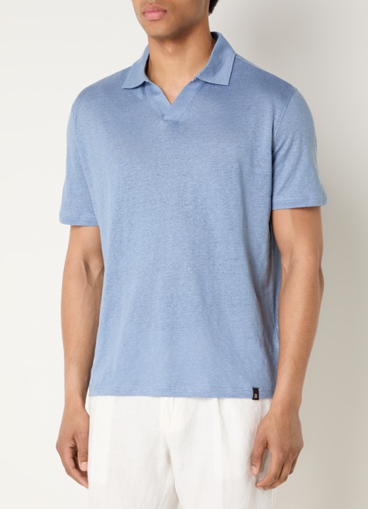 Boggi Milano Regular fit polo in linnenblend