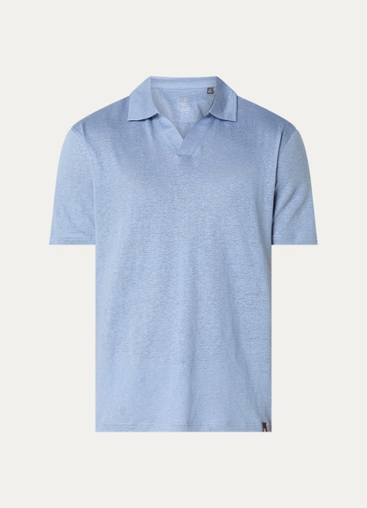 Boggi Milano Regular fit polo in linnenblend - voorkant 2 blauwgrijs