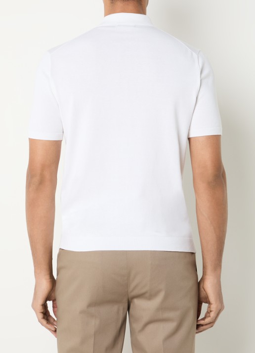 Boggi Milano Regular fit polo in zijdeblend - achterkant 4 wit