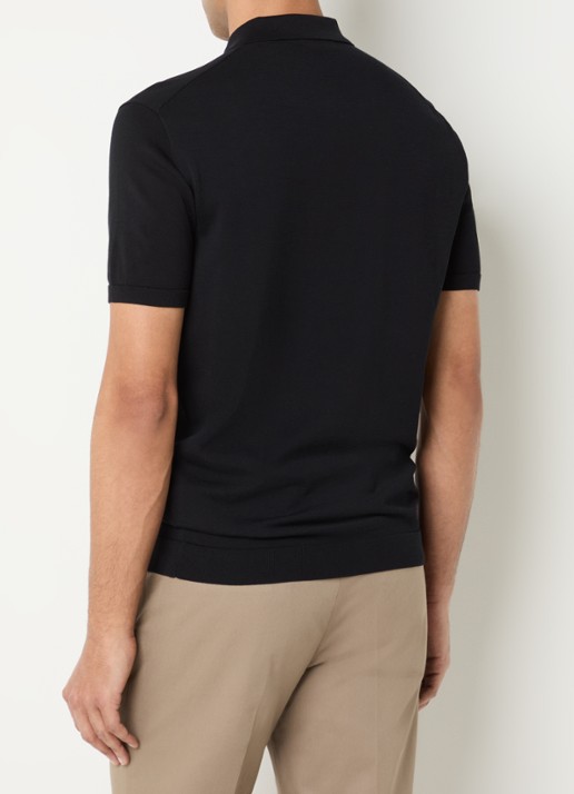 Boggi Milano Regular fit polo in zijdeblend - achterkant 3 zwart