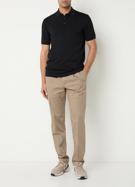 Boggi Milano Regular fit polo in zijdeblend - voorkant 2 zwart
