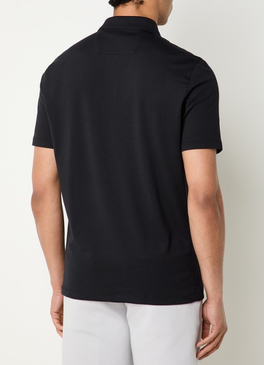 Boggi Milano Regular fit polo met halve rits - achterkant zwart