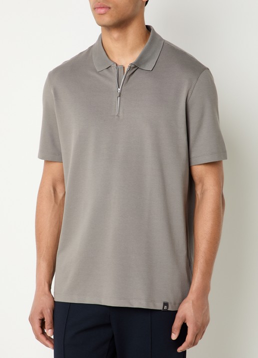 Boggi Milano Regular fit polo met halve rits